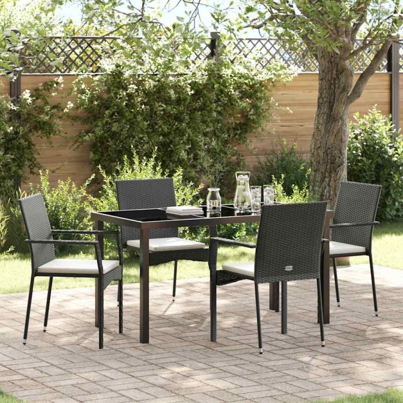 Ensemble de salle à manger pour jardin 5 pcs Noir polyrotin 564463564463