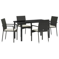 Ensemble de salle à manger pour jardin 5 pcs Noir polyrotin 564463564463