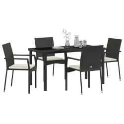 Ensemble de salle à manger pour jardin 5 pcs Noir polyrotin 564463564463