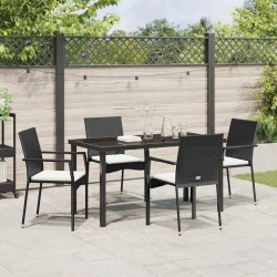 Ensemble de salle à manger pour jardin 5 pcs Noir polyrotin 564463564463