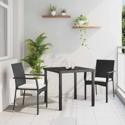 Ensemble de salle à manger pour jardin 3 pcs Noir polyrotin 564464564464