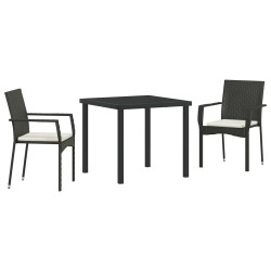 Ensemble de salle à manger pour jardin 3 pcs Noir polyrotin 564464564464