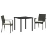 Ensemble de salle à manger pour jardin 3 pcs Noir polyrotin 564464564464