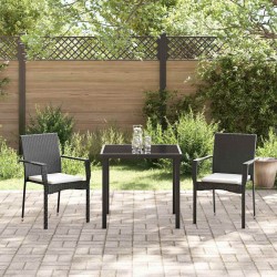 Ensemble de salle à manger pour jardin 3 pcs Noir polyrotin 564464564464