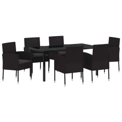 Ensemble de salle à manger pour jardin 7 pcs Noir polyrotin 564465564465