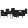 Ensemble de salle à manger pour jardin 7 pcs Noir polyrotin 564465564465