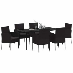 Ensemble de salle à manger pour jardin 7 pcs Noir polyrotin 564465564465