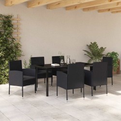 Ensemble de salle à manger pour jardin 7 pcs Noir polyrotin 564465564465