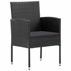 Ensemble de salle à manger pour jardin 7 pcs Noir polyrotin 564465564465