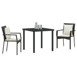 Ensemble de salle à manger pour jardin 3 pcs Noir polyrotin 564466564466