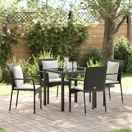 Ensemble de salle à manger pour jardin 5 pcs Noir polyrotin 564467564467