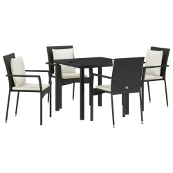 Ensemble de salle à manger pour jardin 5 pcs Noir polyrotin 564467564467