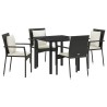 Ensemble de salle à manger pour jardin 5 pcs Noir polyrotin 564467564467