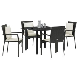 Ensemble de salle à manger pour jardin 5 pcs Noir polyrotin 564467564467