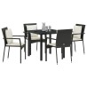 Ensemble de salle à manger pour jardin 5 pcs Noir polyrotin 564467564467