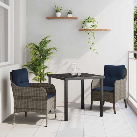 Ensemble de salle à manger pour jardin 3 pcs Gris polyrotin 564468564468