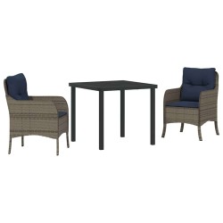 Ensemble de salle à manger pour jardin 3 pcs Gris polyrotin 564468564468