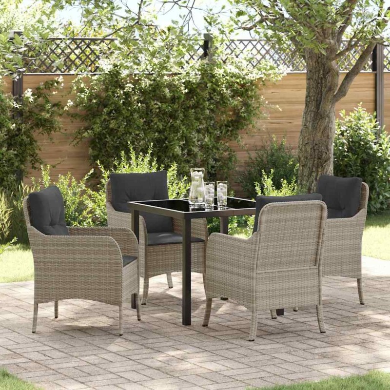 Ensemble de salle à manger pour jardin 5 pcs Gris clair 564469564469