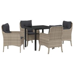 Ensemble de salle à manger pour jardin 5 pcs Gris clair 564469564469