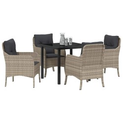 Ensemble de salle à manger pour jardin 5 pcs Gris clair 564469564469