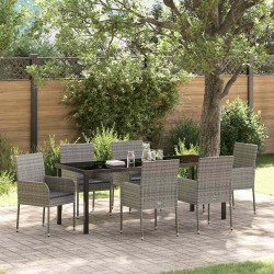 Ensemble de salle à manger pour jardin 7 pcs Gris polyrotin 564470564470