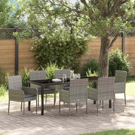 Ensemble de salle à manger pour jardin 7 pcs Gris polyrotin 564470564470