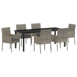 Ensemble de salle à manger pour jardin 7 pcs Gris polyrotin 564470564470