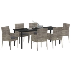 Ensemble de salle à manger pour jardin 7 pcs Gris polyrotin 564470564470