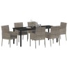 Ensemble de salle à manger pour jardin 7 pcs Gris polyrotin 564470564470