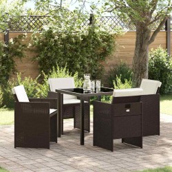 Ensemble de salle à manger pour jardin 5 pcs Marron polyrotin 564471564471