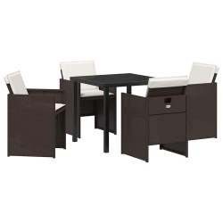 Ensemble de salle à manger pour jardin 5 pcs Marron polyrotin 564471564471