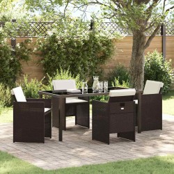 Ensemble de salle à manger pour jardin 5 pcs Marron polyrotin 564472564472