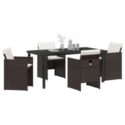 Ensemble de salle à manger pour jardin 5 pcs Marron polyrotin 564472564472