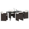 Ensemble de salle à manger pour jardin 5 pcs Marron polyrotin 564472564472