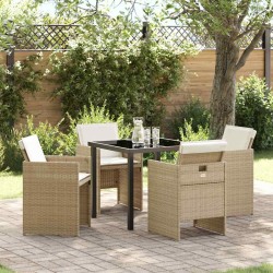 Ensemble de salle à manger pour jardin 5 pcs Beige polyrotin 564473564473