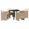 Ensemble de salle à manger pour jardin 5 pcs Beige polyrotin 564473564473