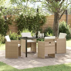 Ensemble de salle à manger pour jardin 5 pcs Beige polyrotin 564474564474