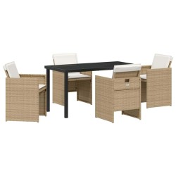 Ensemble de salle à manger pour jardin 5 pcs Beige polyrotin 564474564474