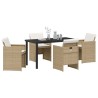 Ensemble de salle à manger pour jardin 5 pcs Beige polyrotin 564474564474