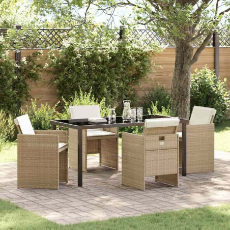 Ensemble de salle à manger pour jardin 5 pcs Beige polyrotin 564475564475