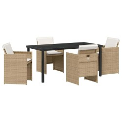 Ensemble de salle à manger pour jardin 5 pcs Beige polyrotin 564475564475