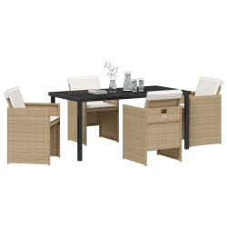 Ensemble de salle à manger pour jardin 5 pcs Beige polyrotin 564475564475