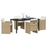 Ensemble de salle à manger pour jardin 5 pcs Beige polyrotin 564475564475