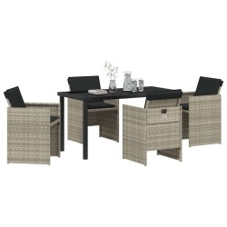 Ensemble de salle à manger pour jardin 5 pcs Gris clair 564476564476
