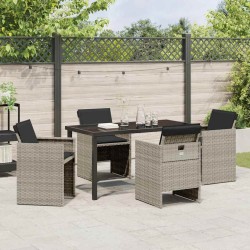 Ensemble de salle à manger pour jardin 5 pcs Gris clair 564476564476