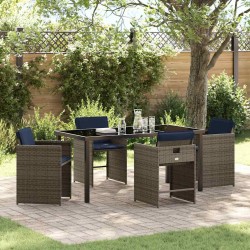 Ensemble de salle à manger pour jardin 5 pcs Gris polyrotin 564477564477