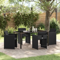 Ensemble de salle à manger pour jardin 5 pcs Noir polyrotin 564479564479