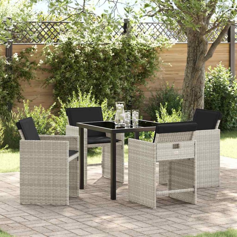 Ensemble de salle à manger pour jardin 5 pcs Gris clair 564480564480