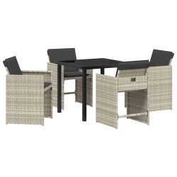 Ensemble de salle à manger pour jardin 5 pcs Gris clair 564480564480