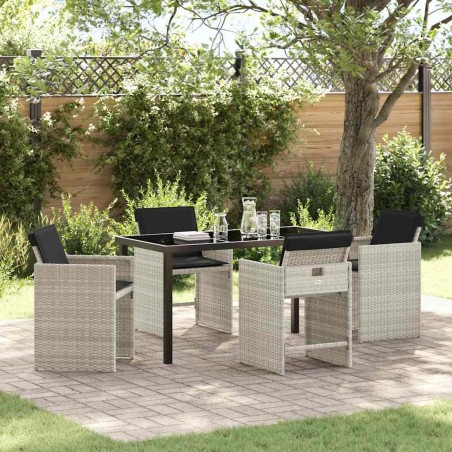 Ensemble de salle à manger pour jardin 5 pcs Gris clair 564481564481